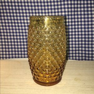 Vintage amber-yellow bubble juice glass, 70s